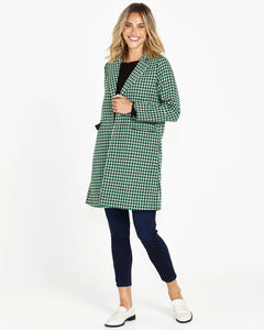 Betty Basics Wanda Coat Green Houndstooth