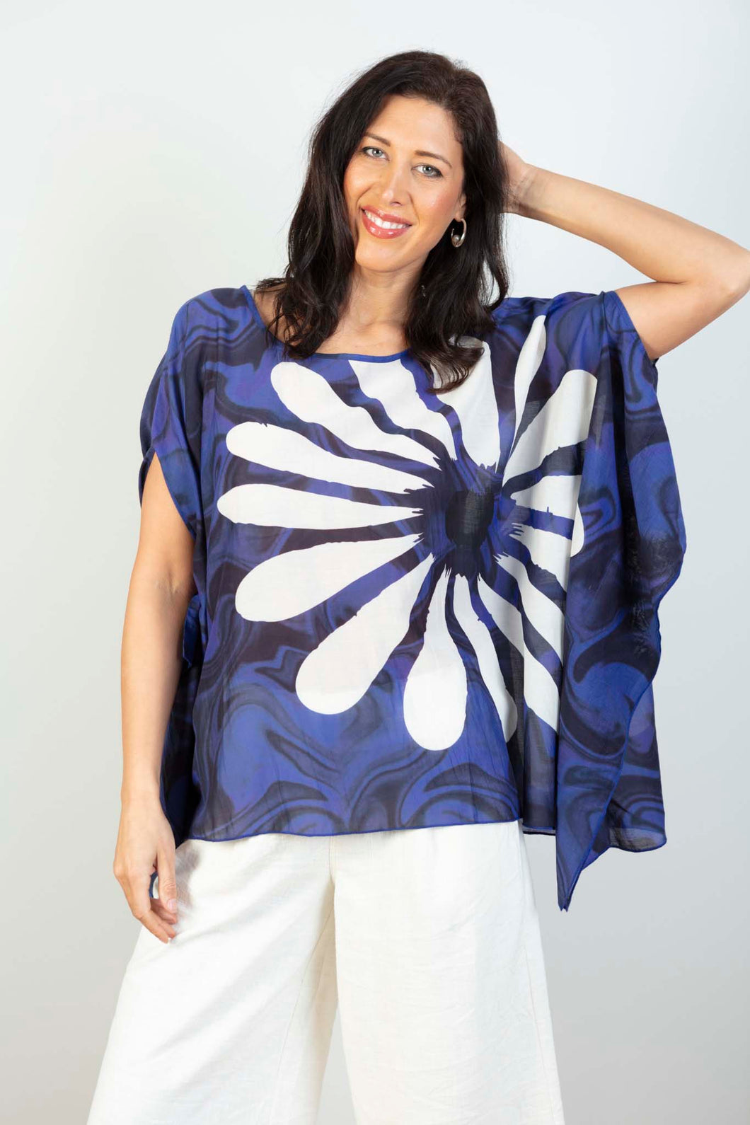 JJ Sisters EE19 Big Flower Top Blue