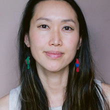 Load image into Gallery viewer, DENZ Eclectus Parrot Mismatched Earrings Red/Blue/Green
