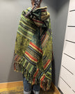 Tibet House A198 Patchwork Poncho Green Multi