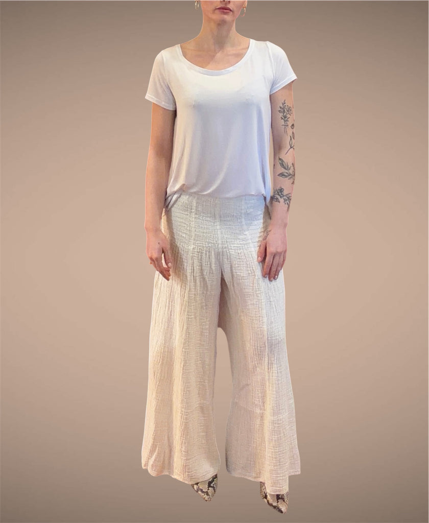 Tibet House MJ01 Double Cotton Anjuna Wide Leg Pants White