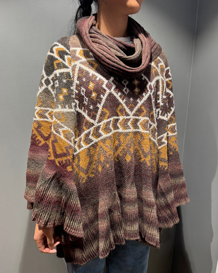 Cinnamon Creations 24108 Cow Neck Poncho Wine