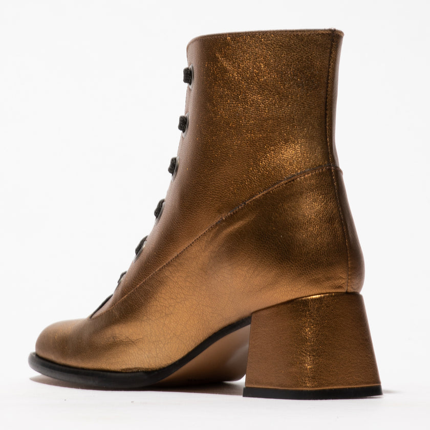 Fly London Sepy Heeled Boot Gold Leather
