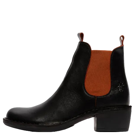 Fly London Meme Ankle Boots Black/ Red Elastic