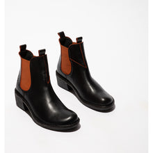 Load image into Gallery viewer, Fly London Meme Ankle Boots Black/ Red Elastic
