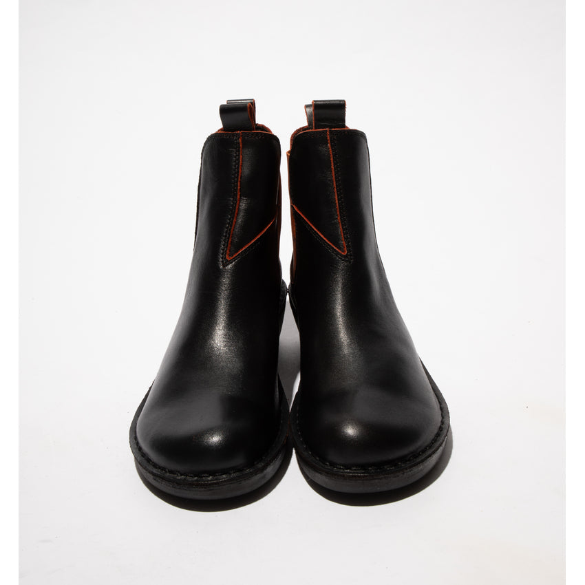 Fly London Meme Ankle Boots Black/ Red Elastic