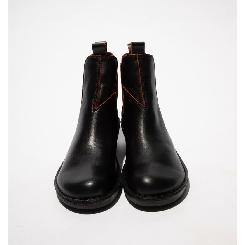 Fly London Meme Ankle Boots Black/ Red Elastic
