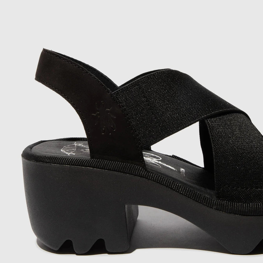 Fly London Taji Platform Sandals Black