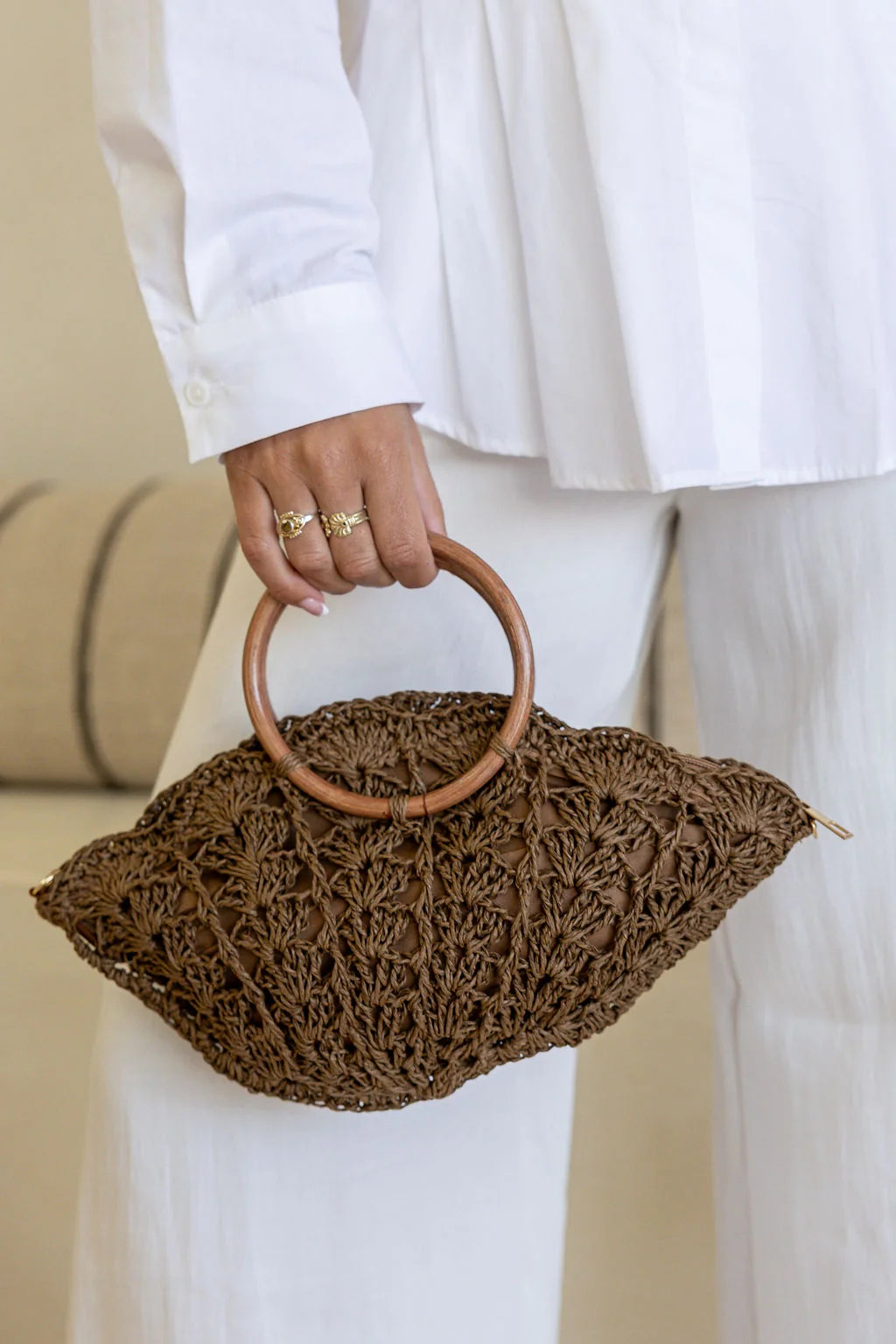 Free Spirit Australia FSB2610 Crochet Knit Shell Bag Chocolate