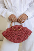 Free Spirit Australia FSB2610 Crochet Knit Shell Bag Cranberry