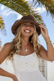 Free Spirit Australia FSH2644 Classic Woven Boater Sun Hat Chocolate