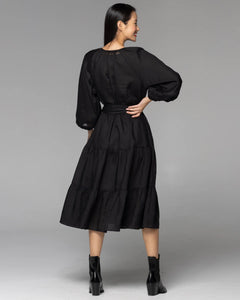 Fate + Becker Faraway Tiered Midi Dress Black
