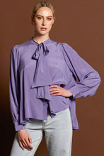 Load image into Gallery viewer, Fate + Becker Everywhere Neck Tie Blouse Cornflower

