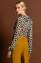 Load image into Gallery viewer, Fate + Becker Superstition Frill Neck Blouse Black Polka
