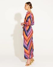 Load image into Gallery viewer, Fate + Becker Sunset Dream Tie Waist Midi Dress Sunset Stripe
