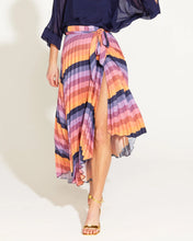 Load image into Gallery viewer, Fate + Becker Sunset Dream Pleated Midi Skirt Sunset Stripe
