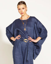 Load image into Gallery viewer, Fate + Becker A Walk In The Park Linen Oversized Batwing Top Navy
