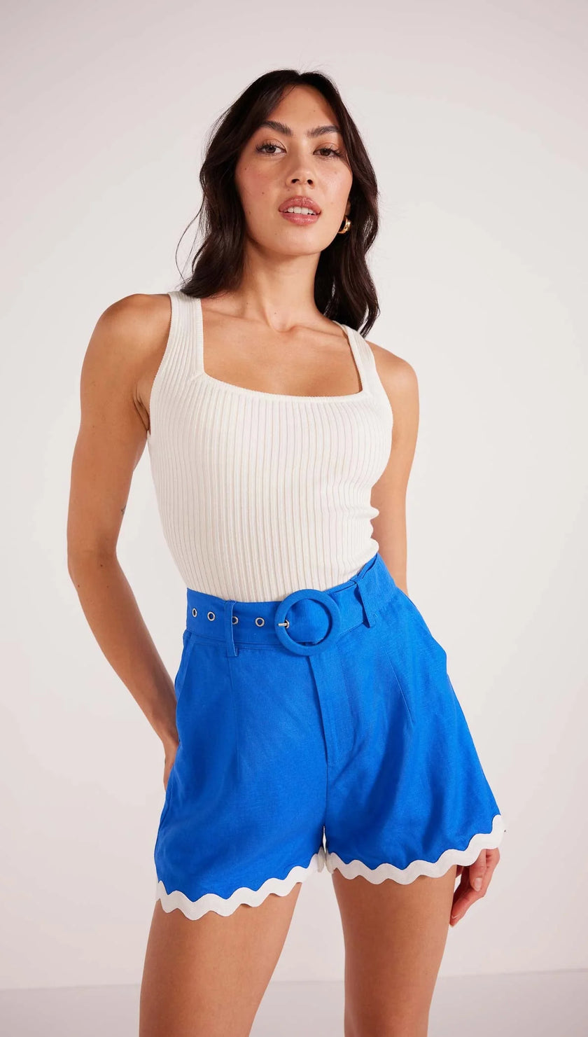 MINKPINK Florence Rikrak Belted Short Cobalt
