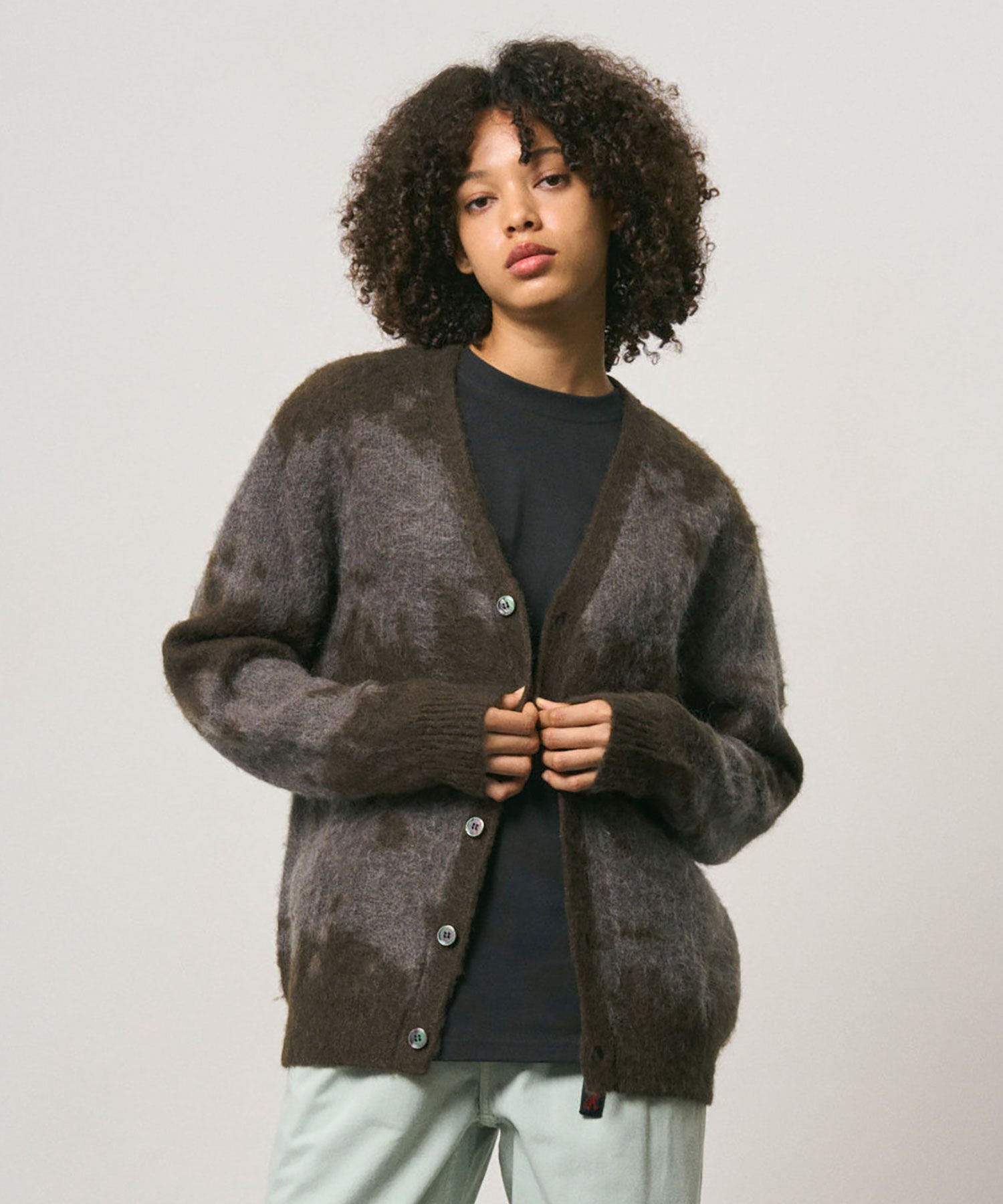 Gramicci Mohair Splatter Cardigan Slate Splatter