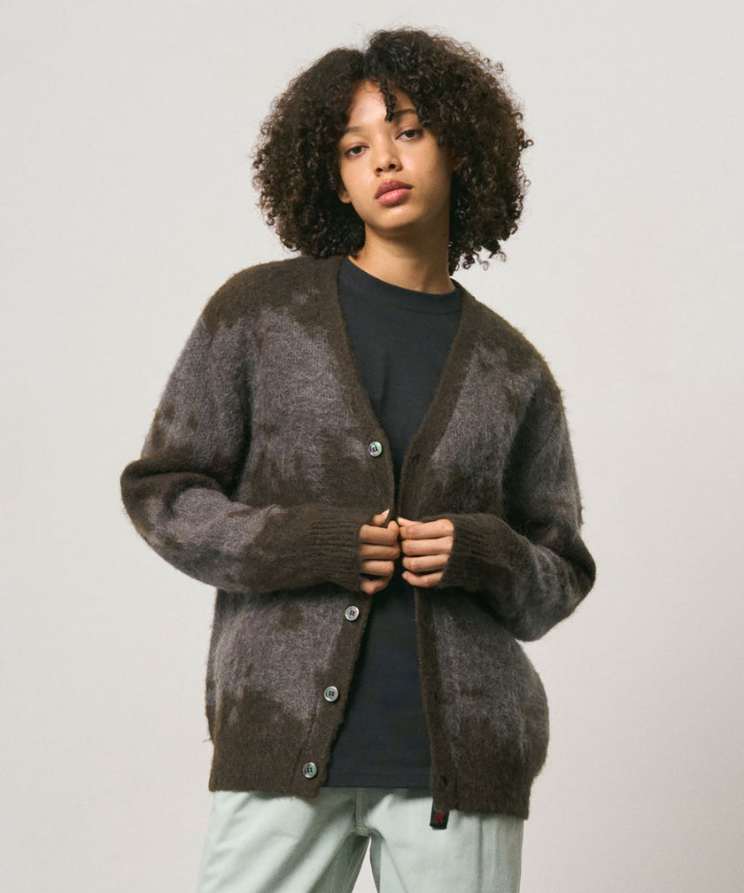 Gramicci Mohair Splatter Cardigan Slate Splatter