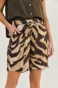 O&J Naturals GA241 Linen Shorts Wild Cat