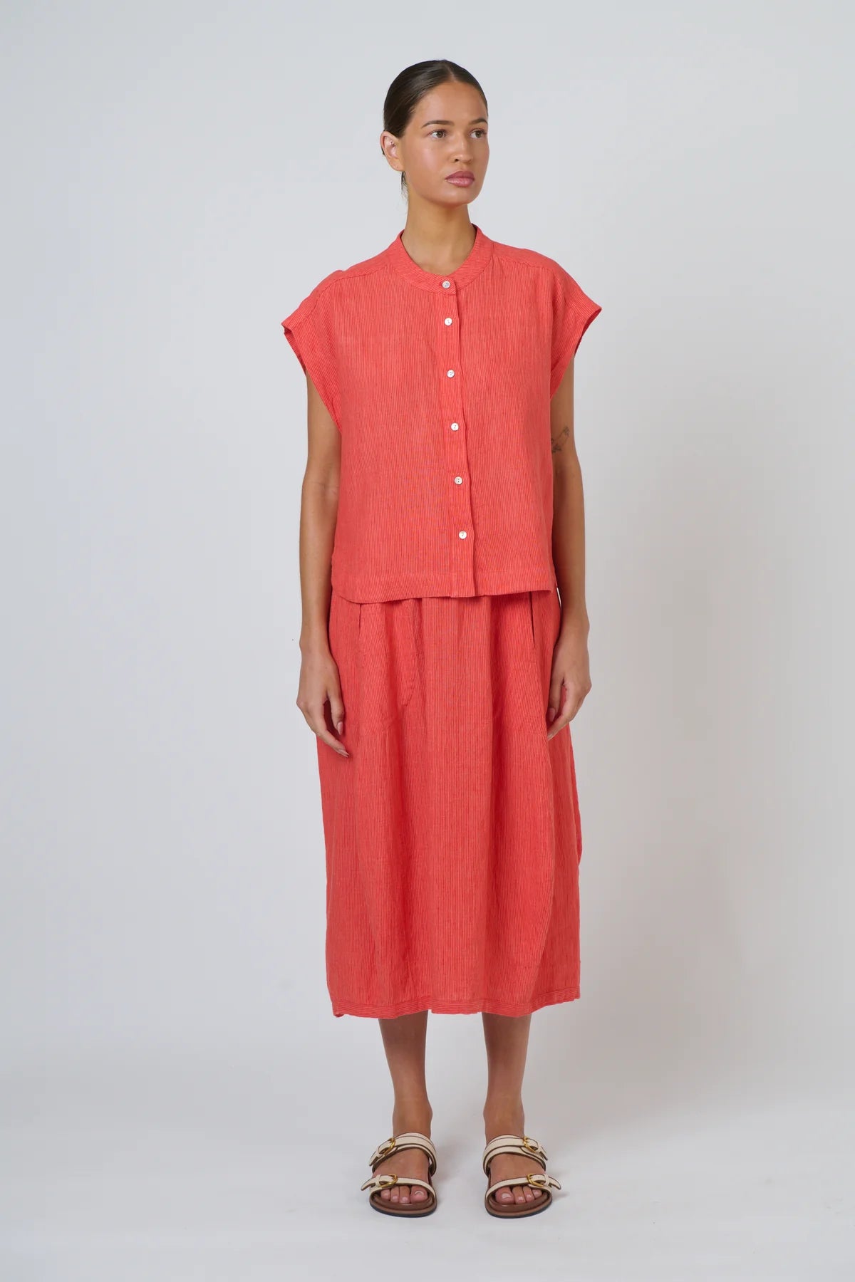 O&J Naturals GA639 Linen Skirt Sunset Strip