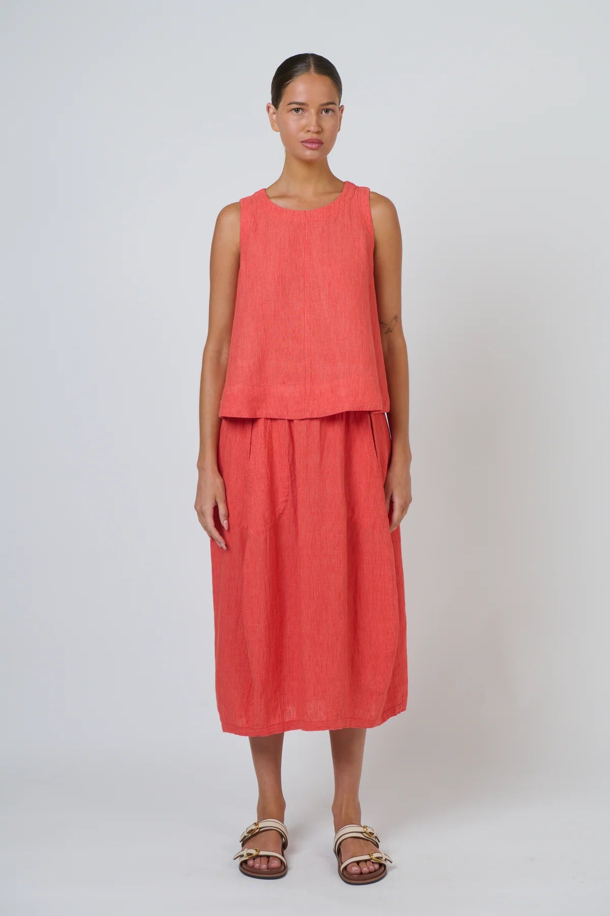 O&J Naturals GA639 Linen Skirt Sunset Strip