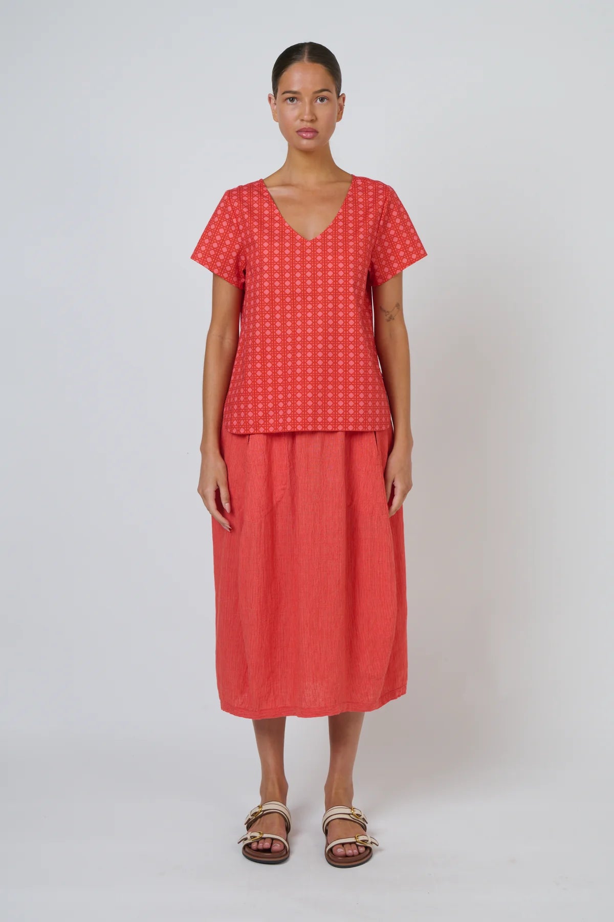 O&J Naturals GA639 Linen Skirt Sunset Strip
