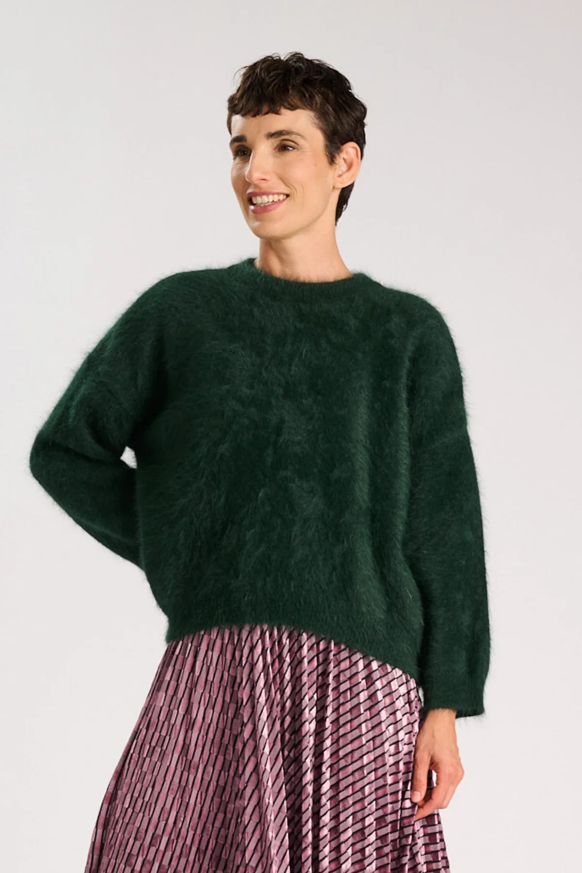 Olga De Polga Geneva Knit Sweater Dark Green Premium Angora