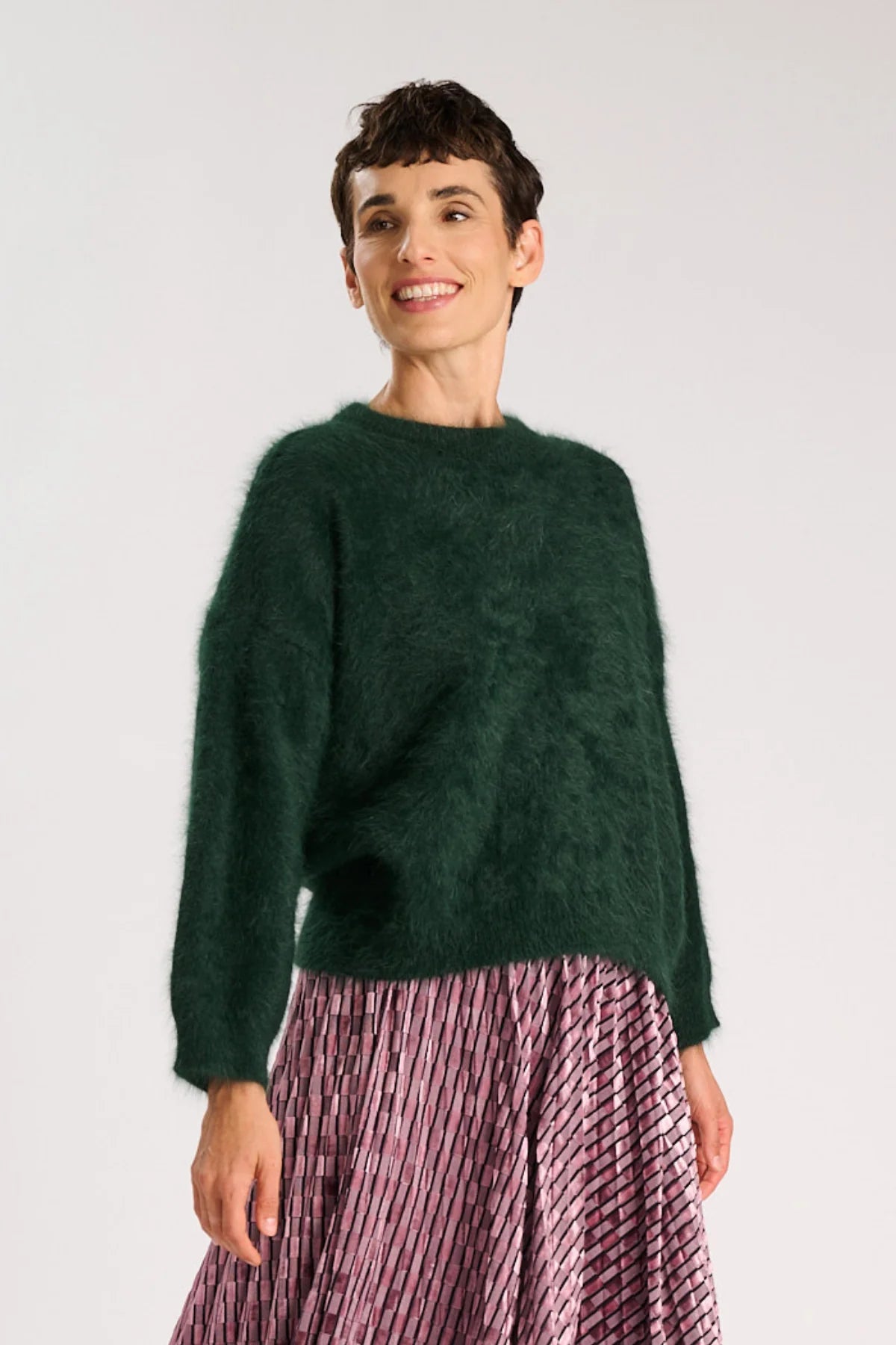 Olga De Polga Geneva Knit Sweater Dark Green Premium Angora