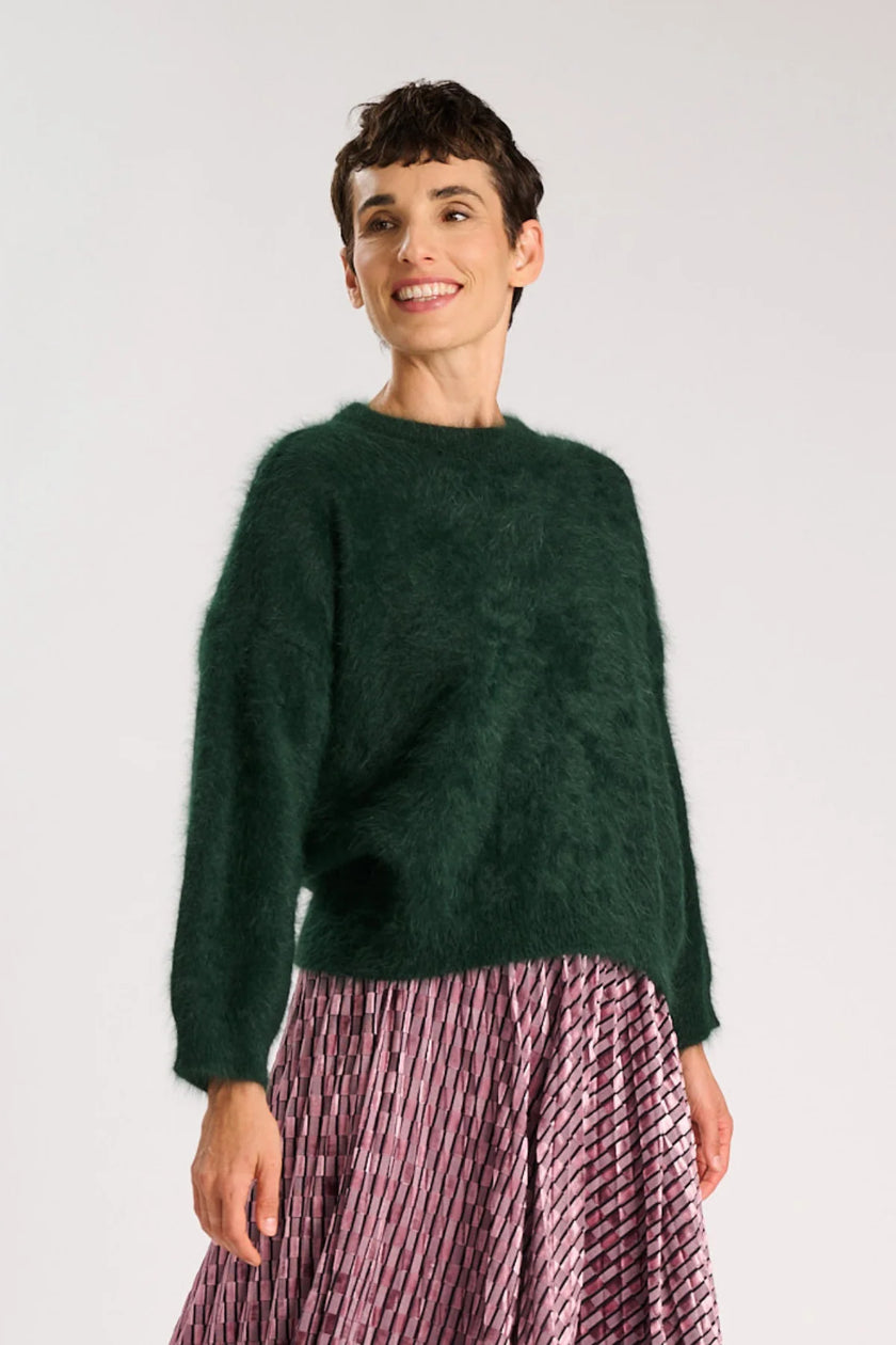 Olga De Polga Geneva Knit Sweater Dark Green Premium Angora