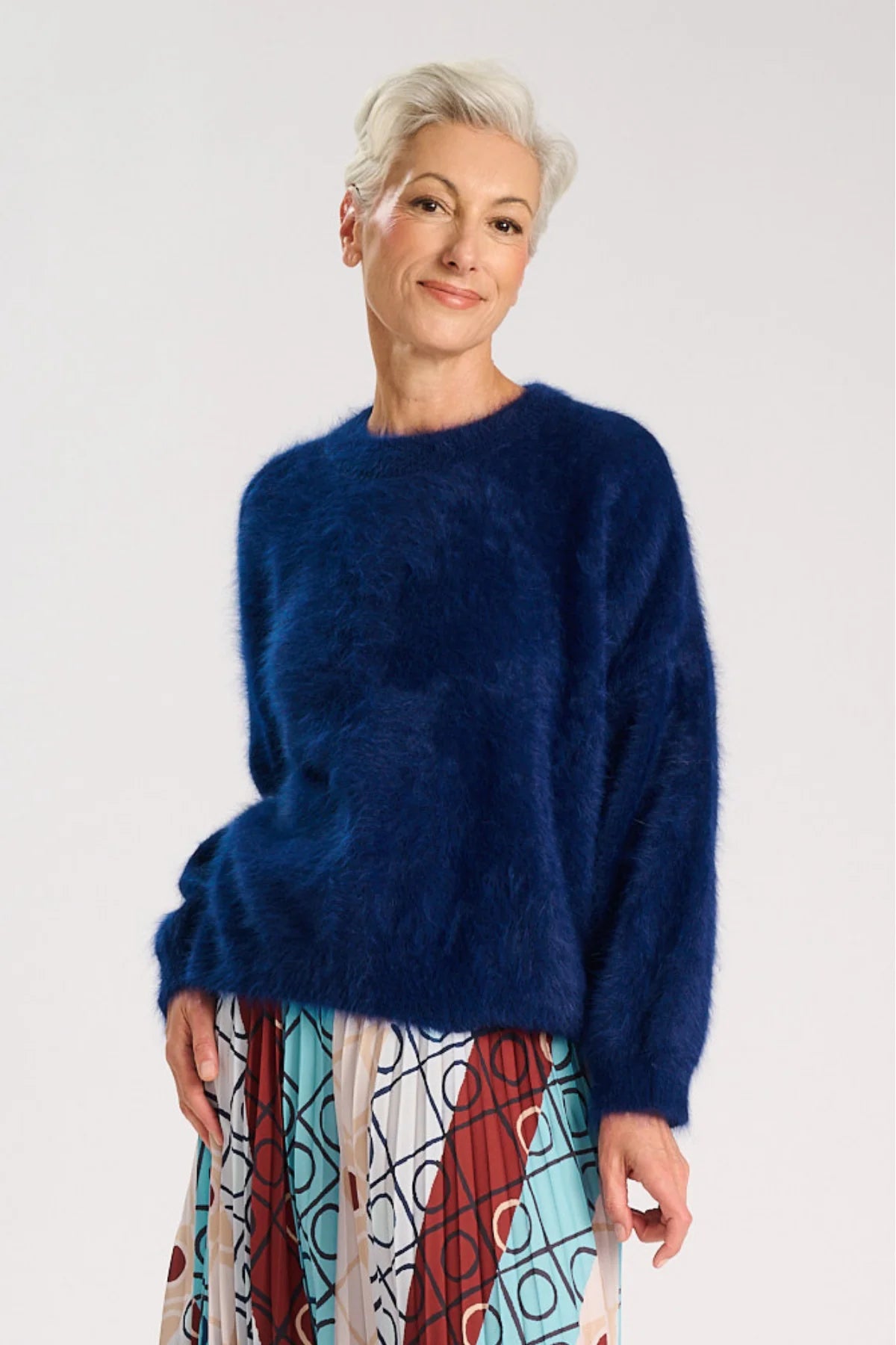 Olga De Polga Geneva Knit Sweater Indigo Premium Angora
