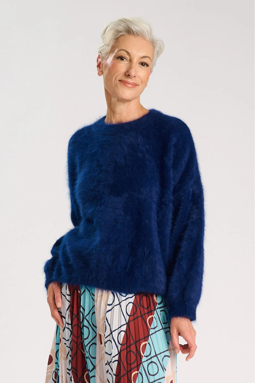Olga De Polga Geneva Knit Sweater Indigo Premium Angora