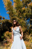 Bird Epoch Gingham Dress Blue/ Black Trim