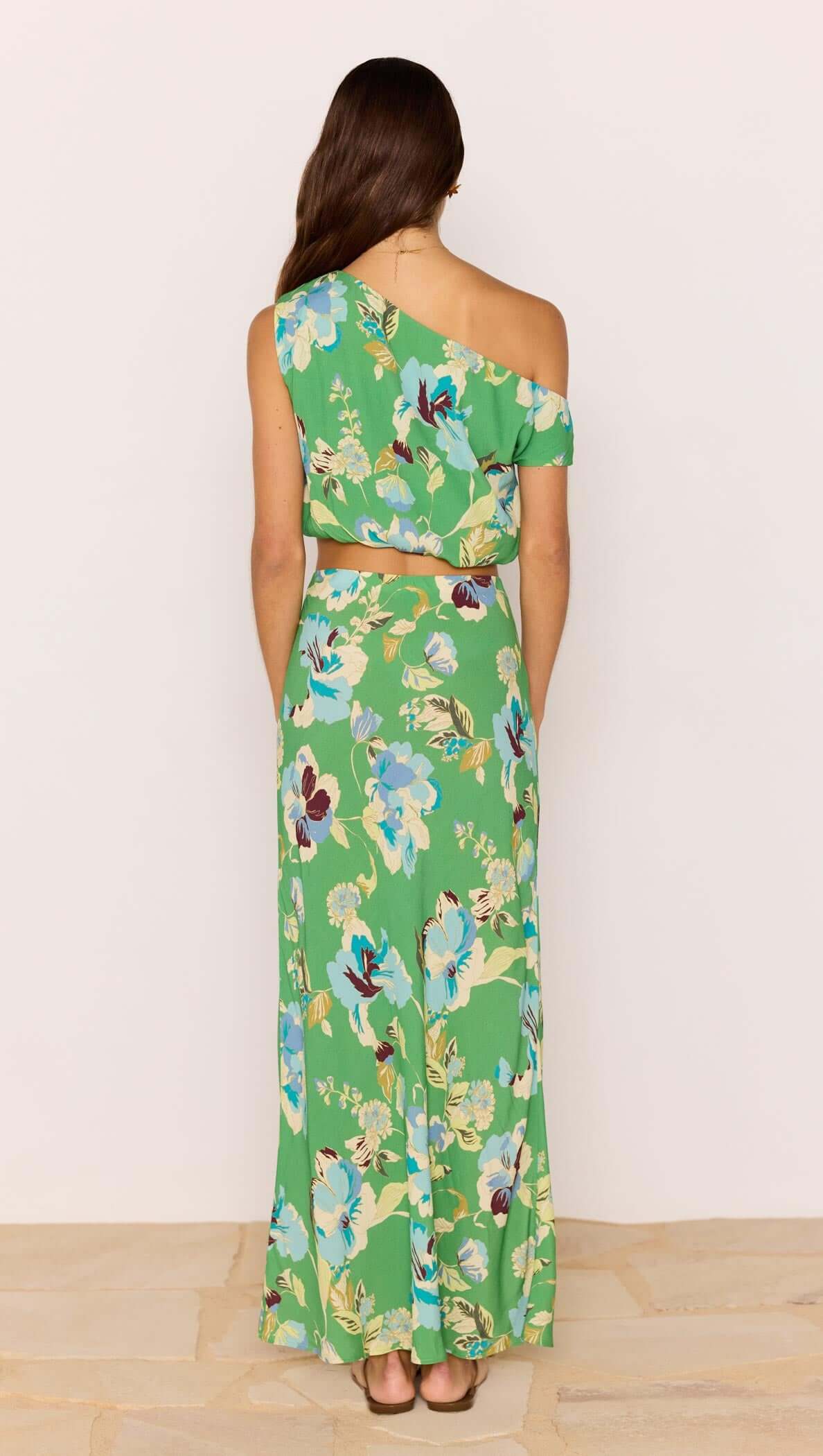 MINKPINK Zoe Midi Bias Skirt Green Floral