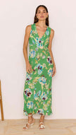 MINKPINK Zoe Bias Midi Dress Green Floral