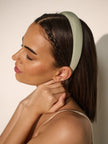 Angels Whisper Satin Plain Padded Headband Sage