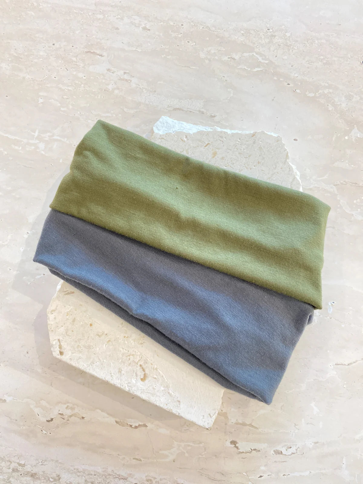 Angels Whisper Soft Elastic Headband Set Green & Grey