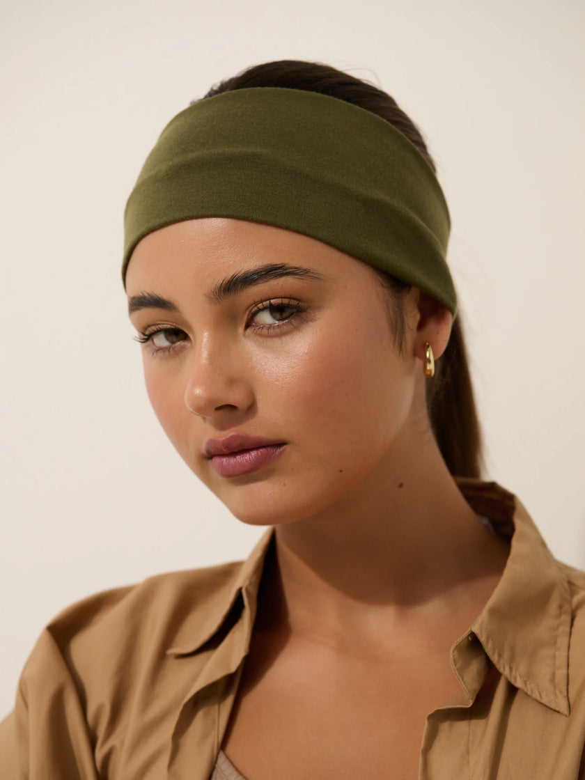 Angels Whisper Soft Elastic Headband Set Green & Grey