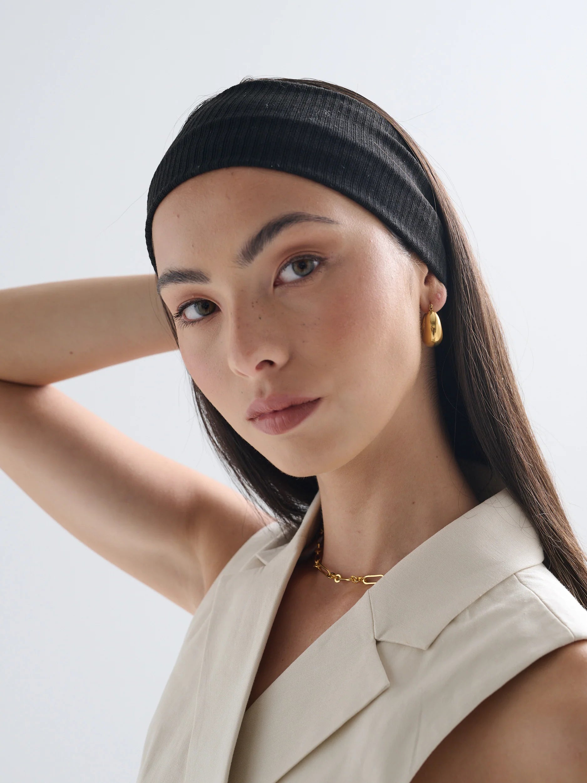 Angels Whisper Solid Basic Ribbed Headband Black