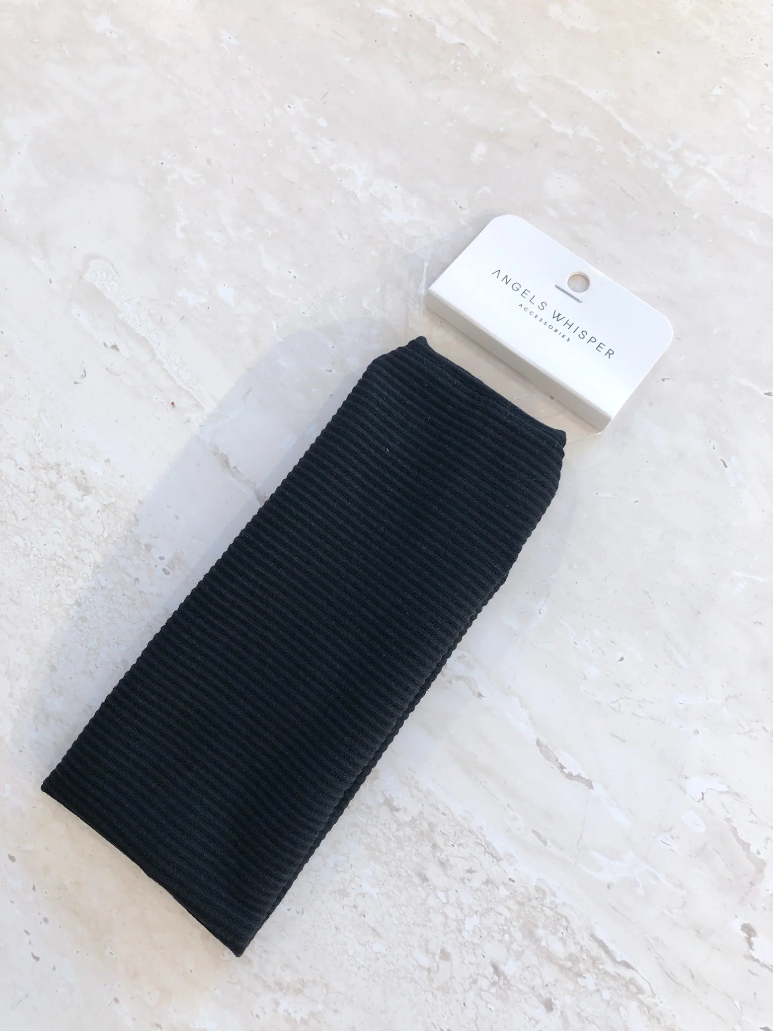 Angels Whisper Solid Basic Ribbed Headband Black