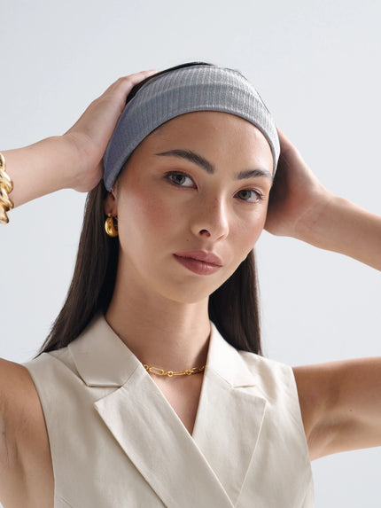 Angels Whisper Solid Basic Ribbed Headband Grey
