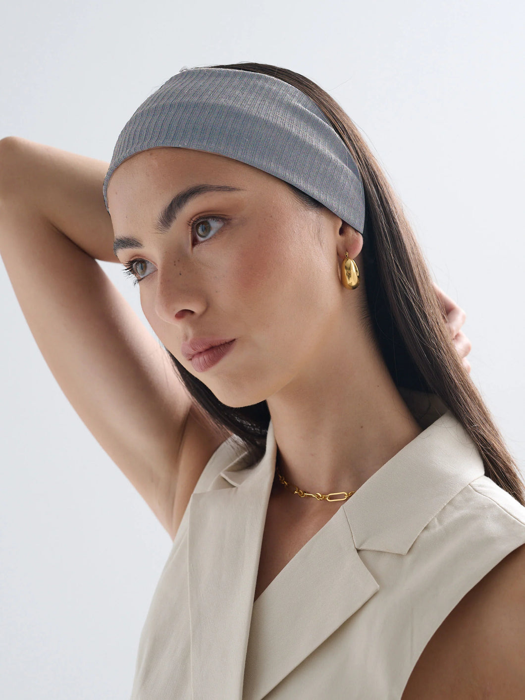 Angels Whisper Solid Basic Ribbed Headband Grey