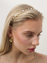 Load image into Gallery viewer, Lustre &amp; Sage Crescent Pearl 18K Gold Plated Earrings
