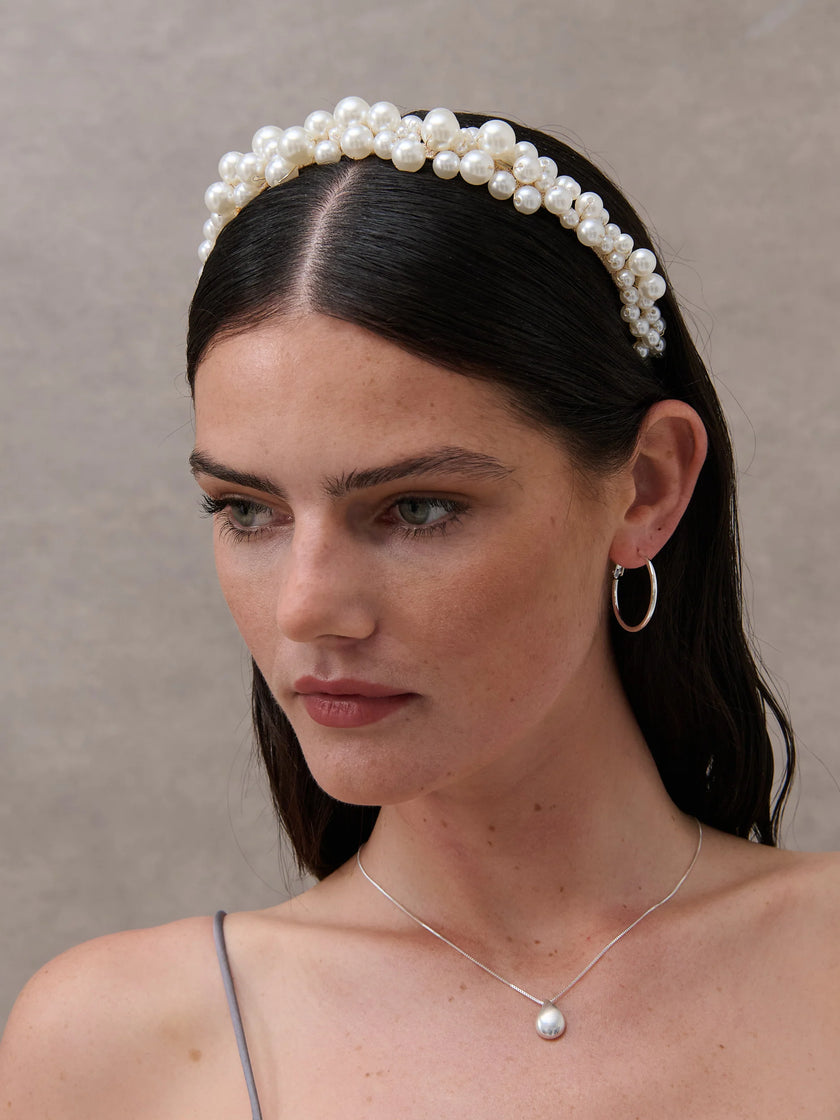 Angels Whisper Blair Pearl Statement Headband White