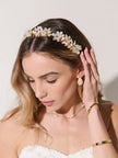 Angels Whisper Petal Floral Statement Headband Gold