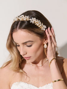 Angels Whisper Petal Floral Statement Headband Gold