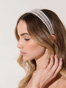 Angels Whisper Harper Triple Pearl Headband Gold