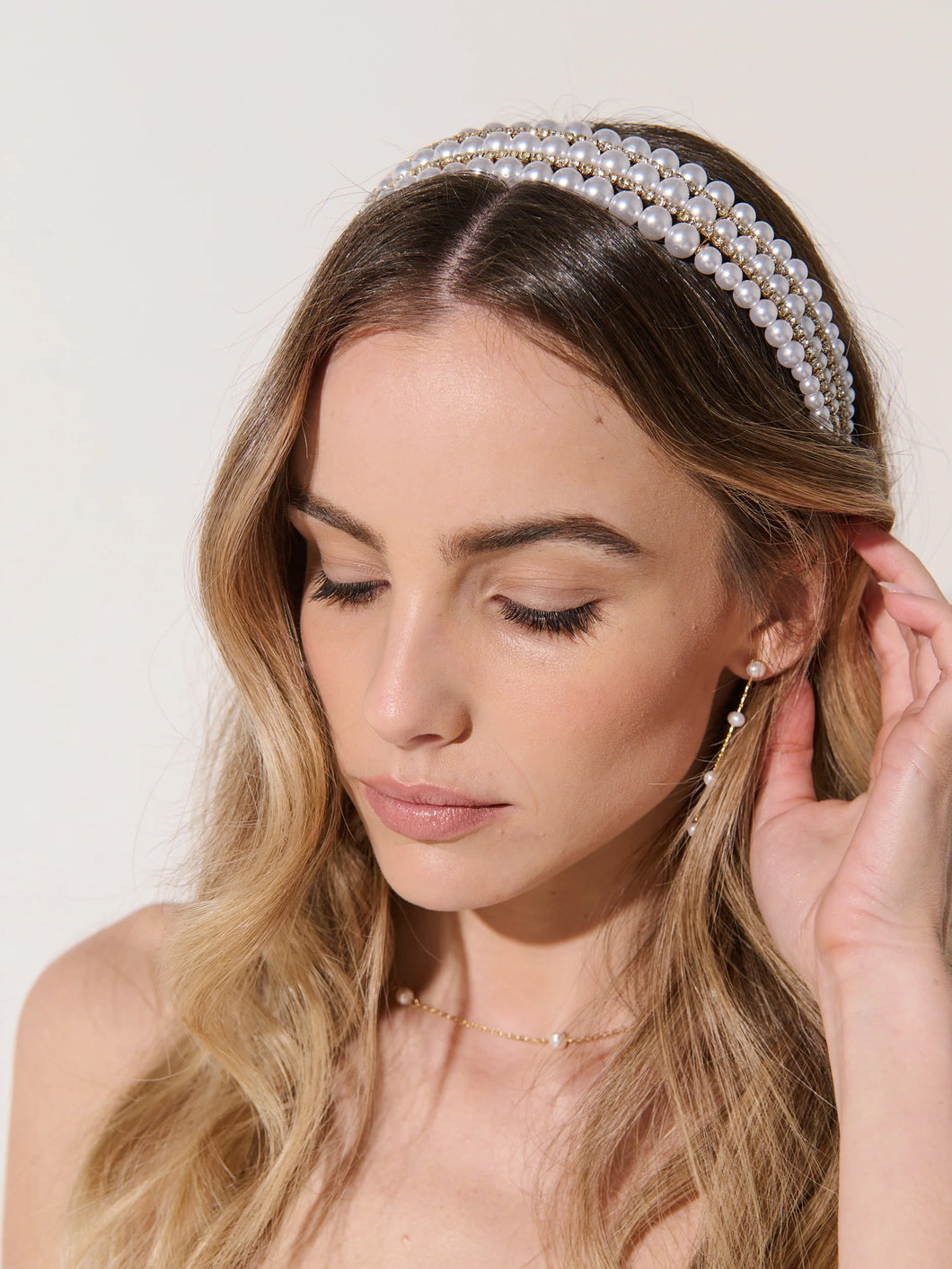 Angels Whisper Harper Triple Pearl Headband Gold