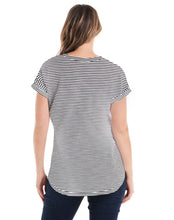 Load image into Gallery viewer, Betty Basics Hailey Short Sleeve Tee White/Ebony Stripe
